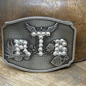 RTB Real Tough B itch Belt Buckle Clear Bling New in Box Skull Biker Babe